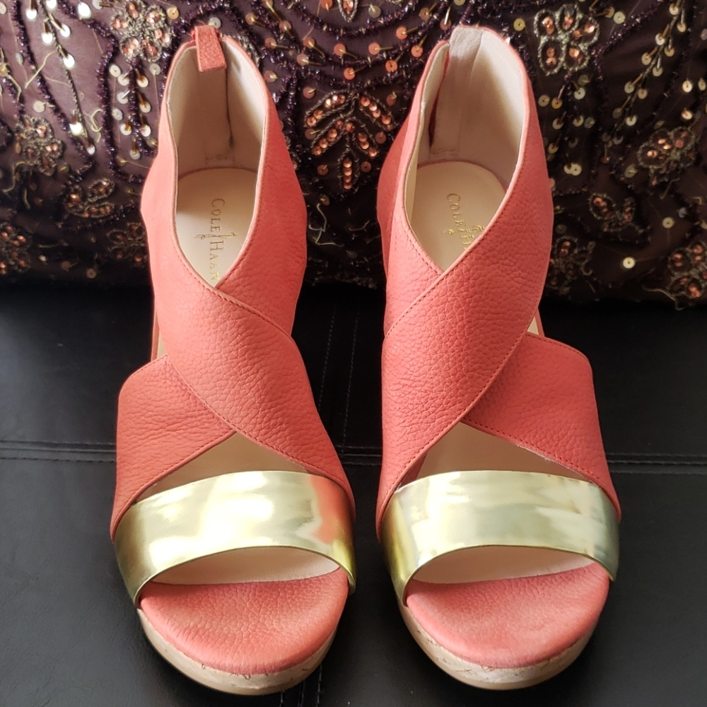 Cole Haan women's wedge coral size 8b